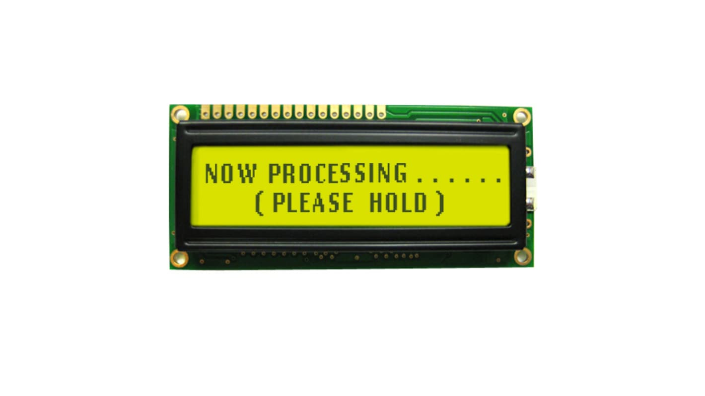NEWHAVEN DISPLAY INTERNATIONAL NHD-0220GZ-FL-YBW Alphanumeric LCD Alphanumeric Display, Yellow-Green on Yellow/Green, 2
