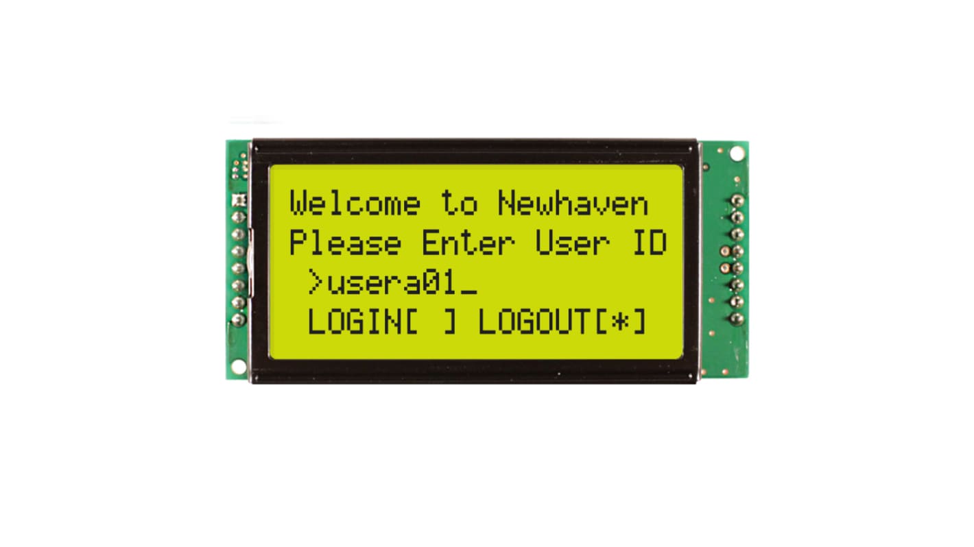 NEWHAVEN DISPLAY INTERNATIONAL NHD-0420H1Z-FL-GBW-33V3 Alphanumeric LCD Alphanumeric Display, Yellow-Green on Grey, 4