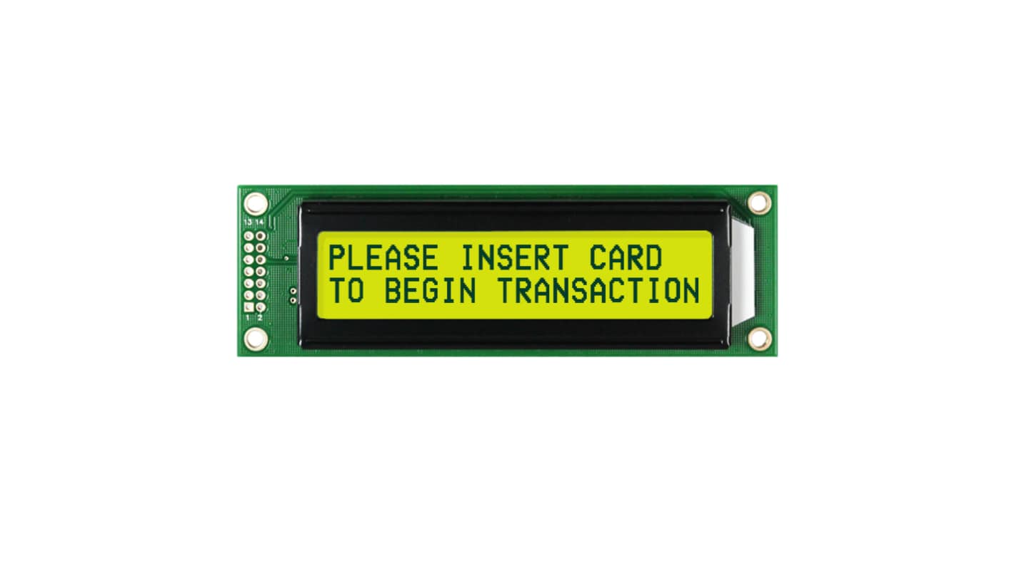 NEWHAVEN DISPLAY INTERNATIONAL NHD-0220D3Z-FL-GBW-V3 Alphanumeric LCD Alphanumeric Display, Yellow-Green on Grey, 2