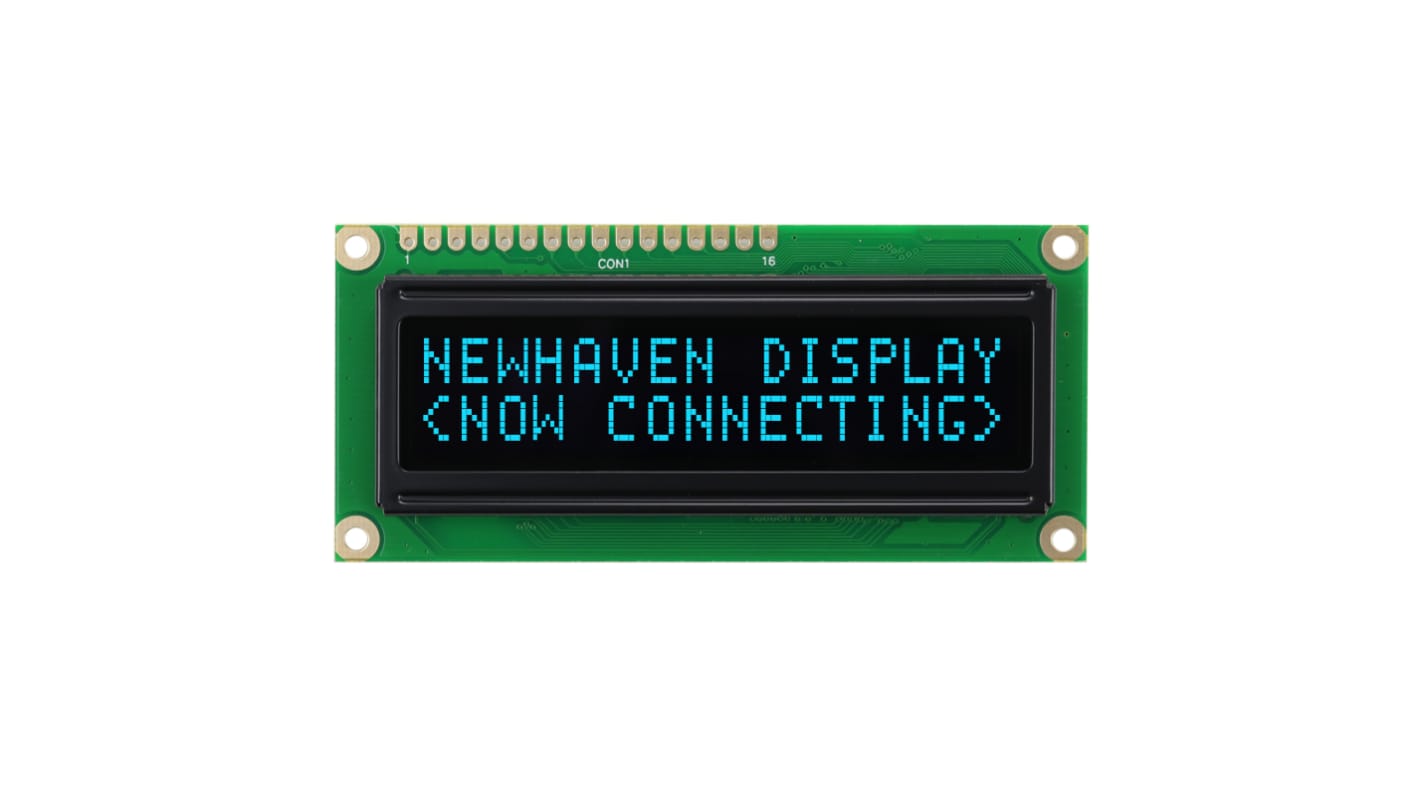 NEWHAVEN DISPLAY INTERNATIONAL NHD-0216KZW-AB5 Alphanumeric LCD Display, Blue on Black, 2 Rows by 16 Characters