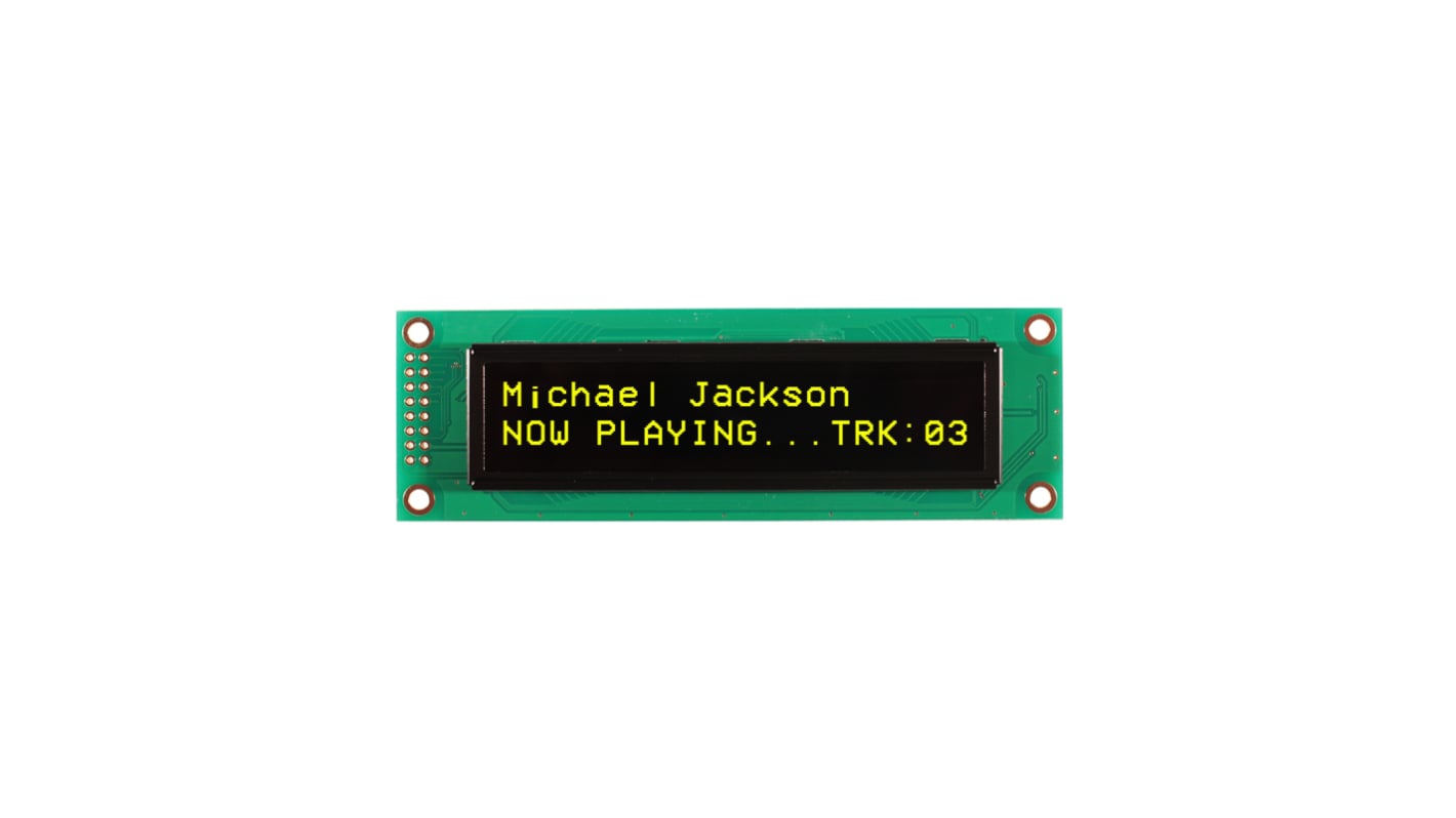 NEWHAVEN DISPLAY INTERNATIONAL NHD-0220DZW-AY5 Alphanumeric LCD Display, Yellow on Black, 2 Rows by 20 Characters,