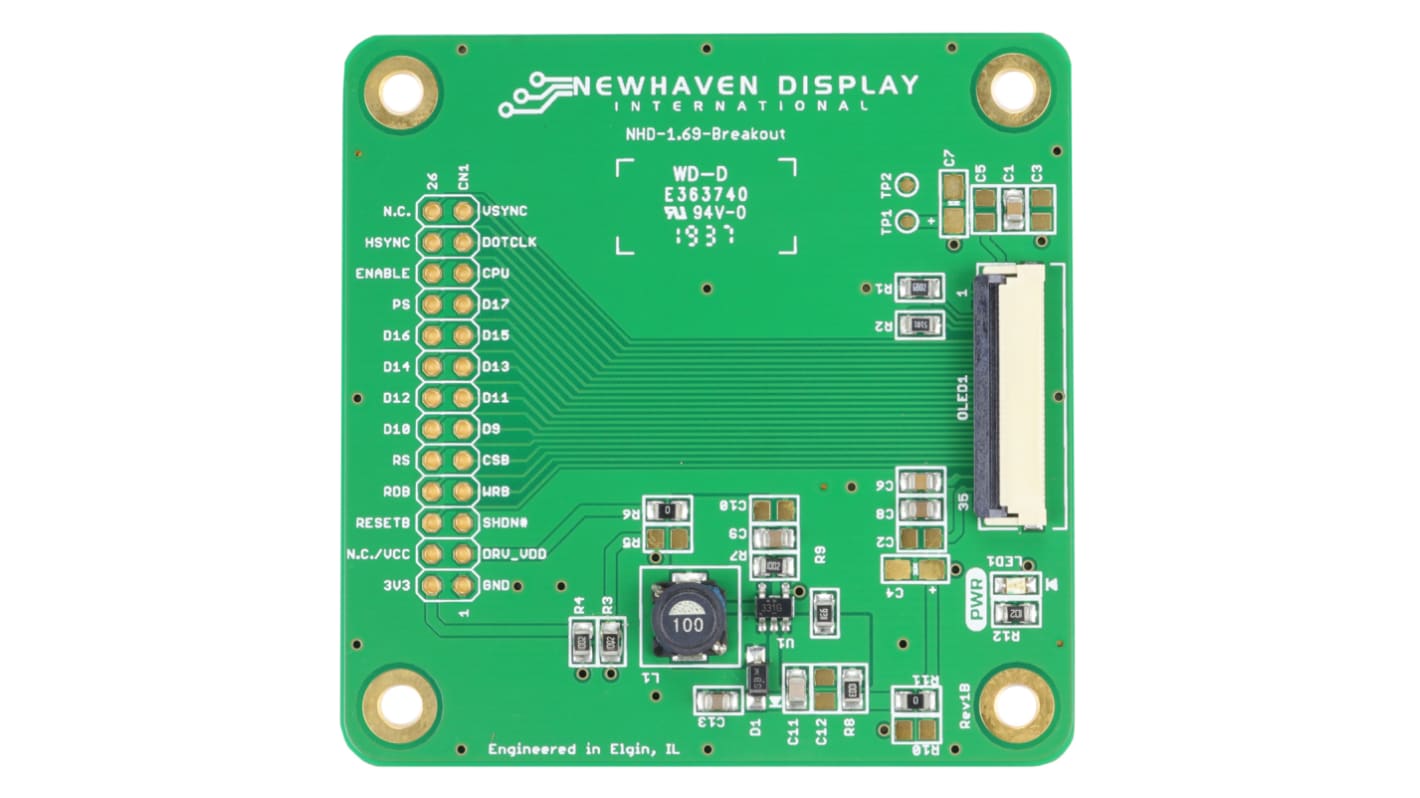 NEWHAVEN DISPLAY INTERNATIONAL 显示接口板, 并联，RGB，串联接口, 用于NHD-1.69-160128G