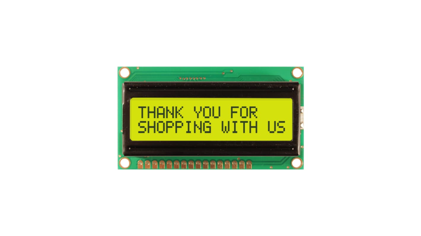 NEWHAVEN DISPLAY INTERNATIONAL NHD-0216HZ-FL-YBW-C NHD-0216HZ Alphanumeric LCD Alphanumeric Display, Yellow-Green on