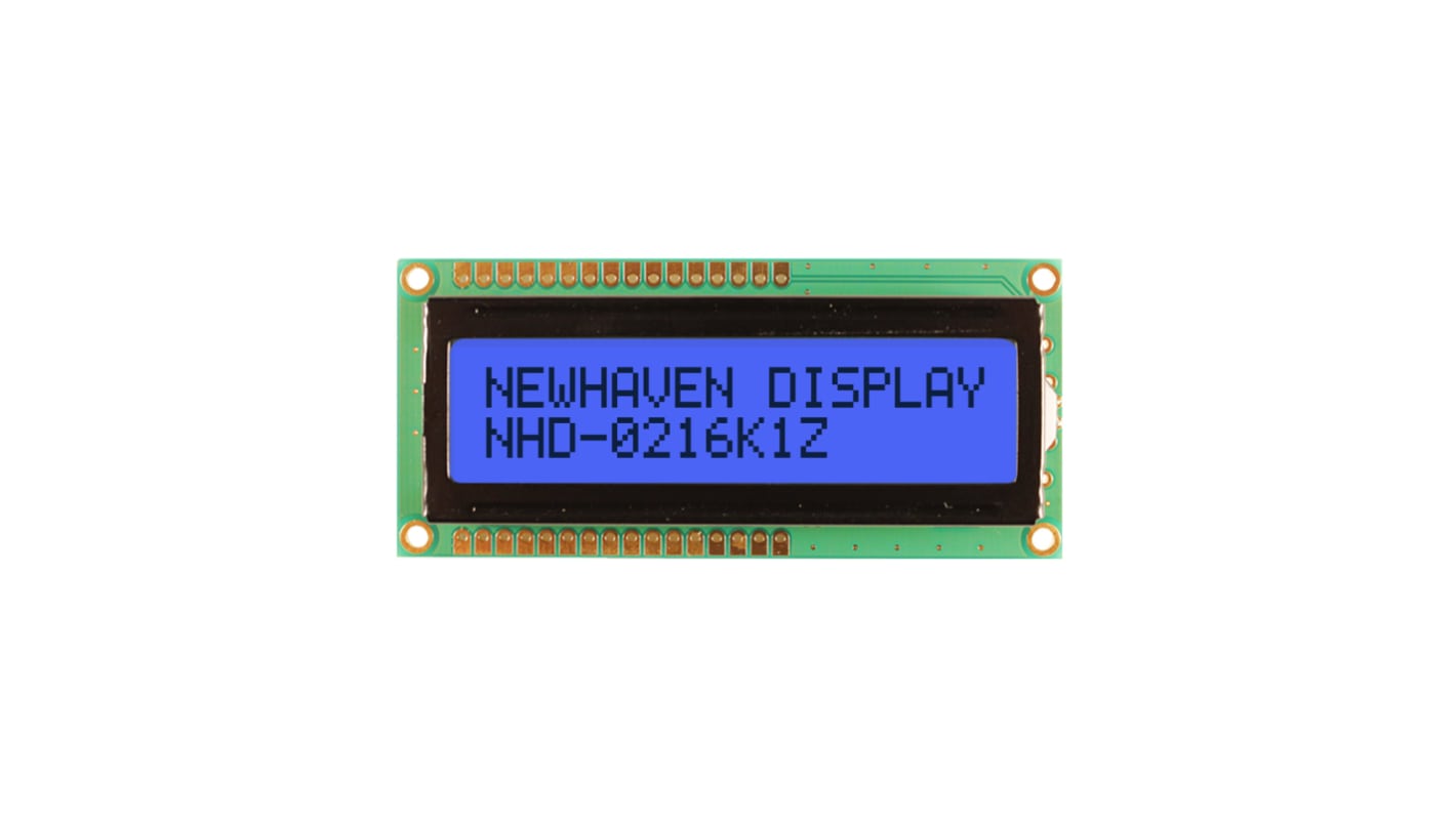 NEWHAVEN DISPLAY INTERNATIONAL NHD-0216K1Z-FSB-GBW-L Alphanumeric LCD Alphanumeric Display, Blue on Grey, 2 Rows by 16