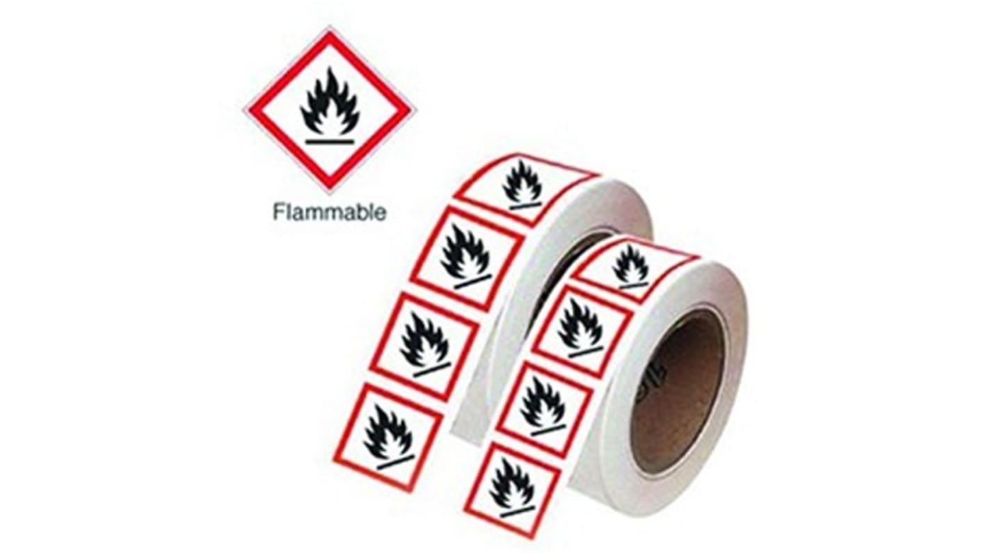 RS PRO Black, Red, White Vinyl Polyester Safety Labels 21mm x 21mm