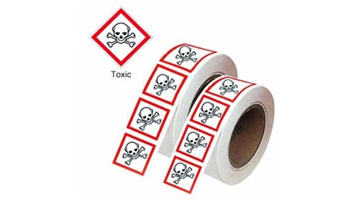 RS PRO Black, Red, White Vinyl Polyester Safety Labels 21mm x 21mm