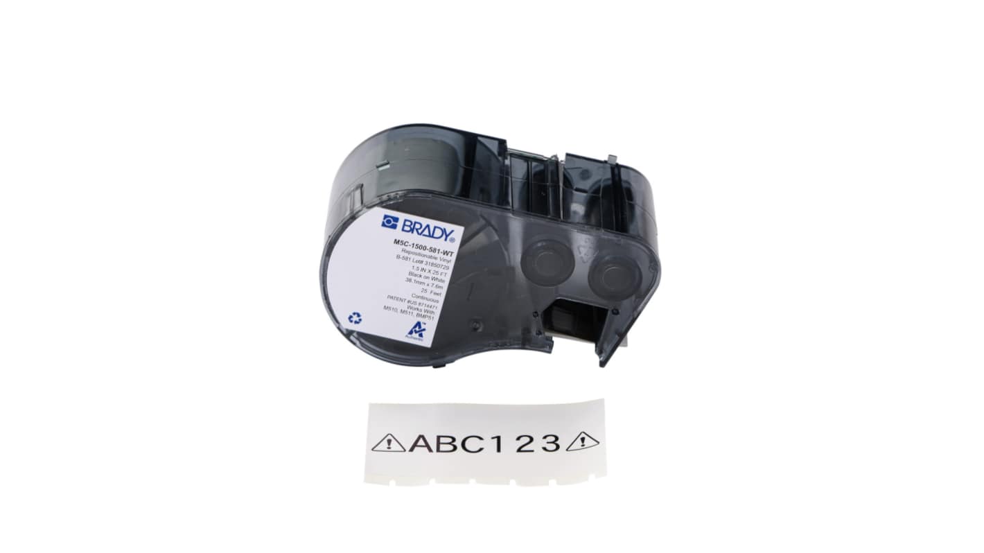 Brady 1770 White Black Print Label Roll, 38.1mm Width, 1Per Pack Qty