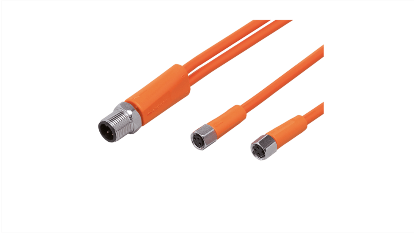 ifm electronic Straight Male 1 way M12 to Straight Female 2 way M8 Sensor Actuator Cable, 600mm