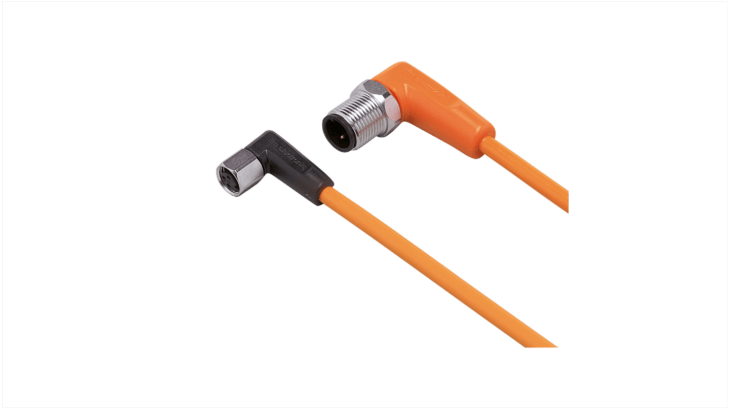 ifm electronic Right Angle Male 1 way M12 to Right Angle Female 1 way M8 Sensor Actuator Cable, 300mm