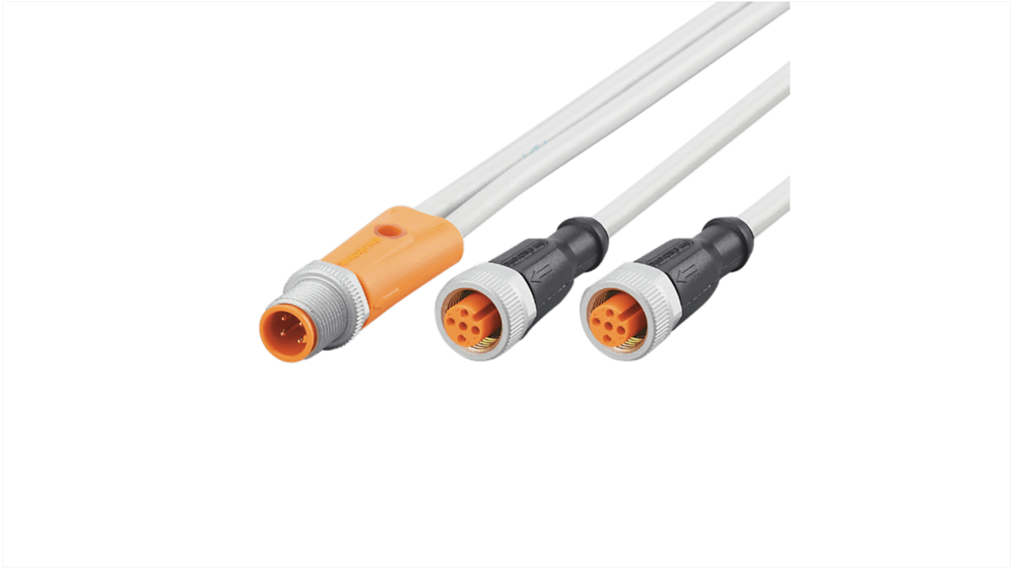 ifm electronic Straight Male 2 way M12 to Straight Female 2 way M12 Sensor Actuator Cable, 300mm