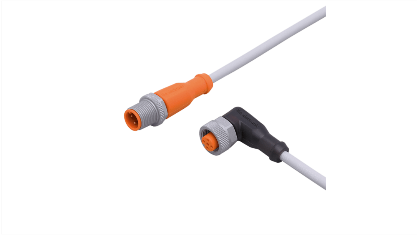 ifm electronic Straight Male 1 way M12 to Right Angle Female 1 way M12 Sensor Actuator Cable, 4m