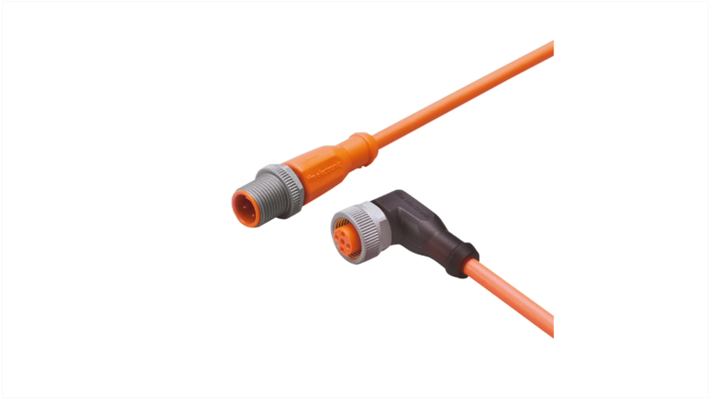 ifm electronic Straight Male 1 way M12 to Right Angle Female 1 way M12 Sensor Actuator Cable, 2.5m