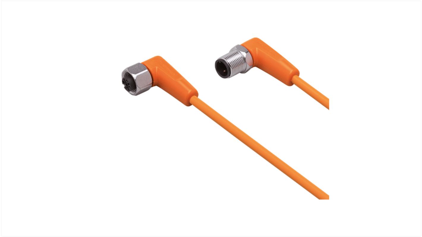 ifm electronic Right Angle Male 1 way M12 to Right Angle Female 1 way M12 Sensor Actuator Cable, 600mm