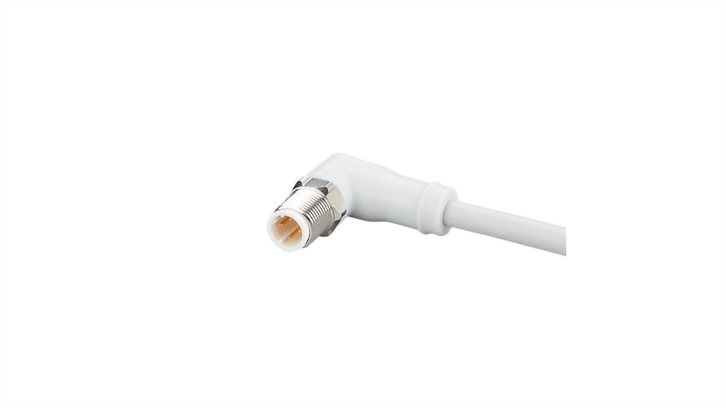 ifm electronic Right Angle Male 4 way M12 to Right Angle Female 4 way M12 Communication Cable, 2m