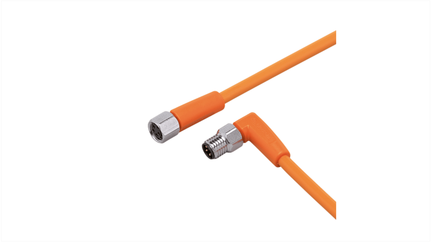 ifm electronic Right Angle Male 1 way M8 to Straight Female 1 way M8 Sensor Actuator Cable, 600mm