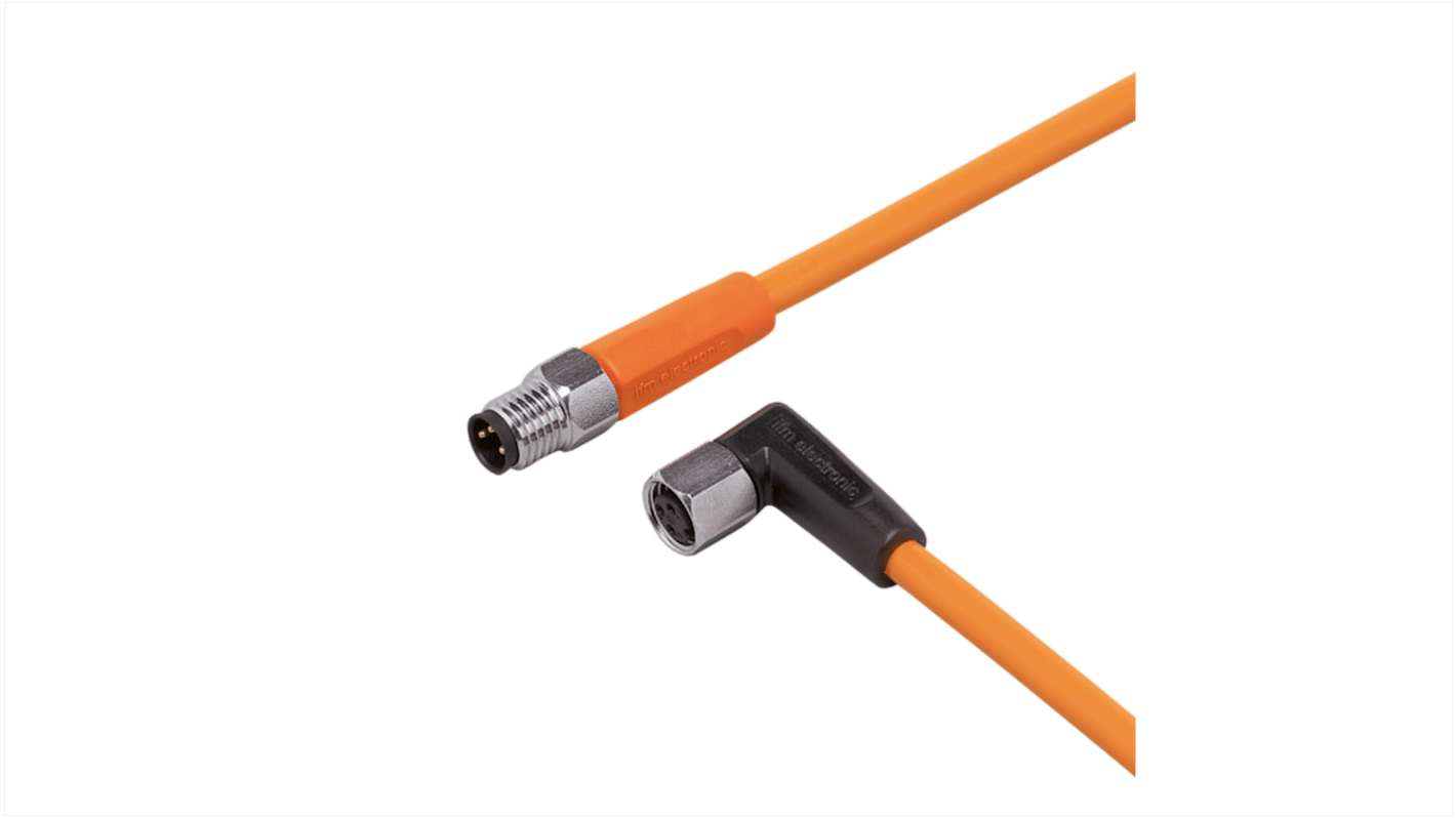 ifm electronic Straight Male 1 way M8 to Right Angle Female 1 way M8 Sensor Actuator Cable, 600mm