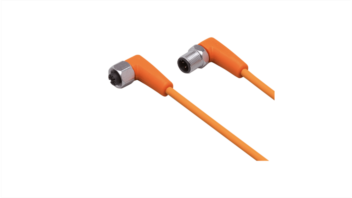 ifm electronic Right Angle Male 1 way M12 to Right Angle Female 1 way M12 Sensor Actuator Cable, 5m