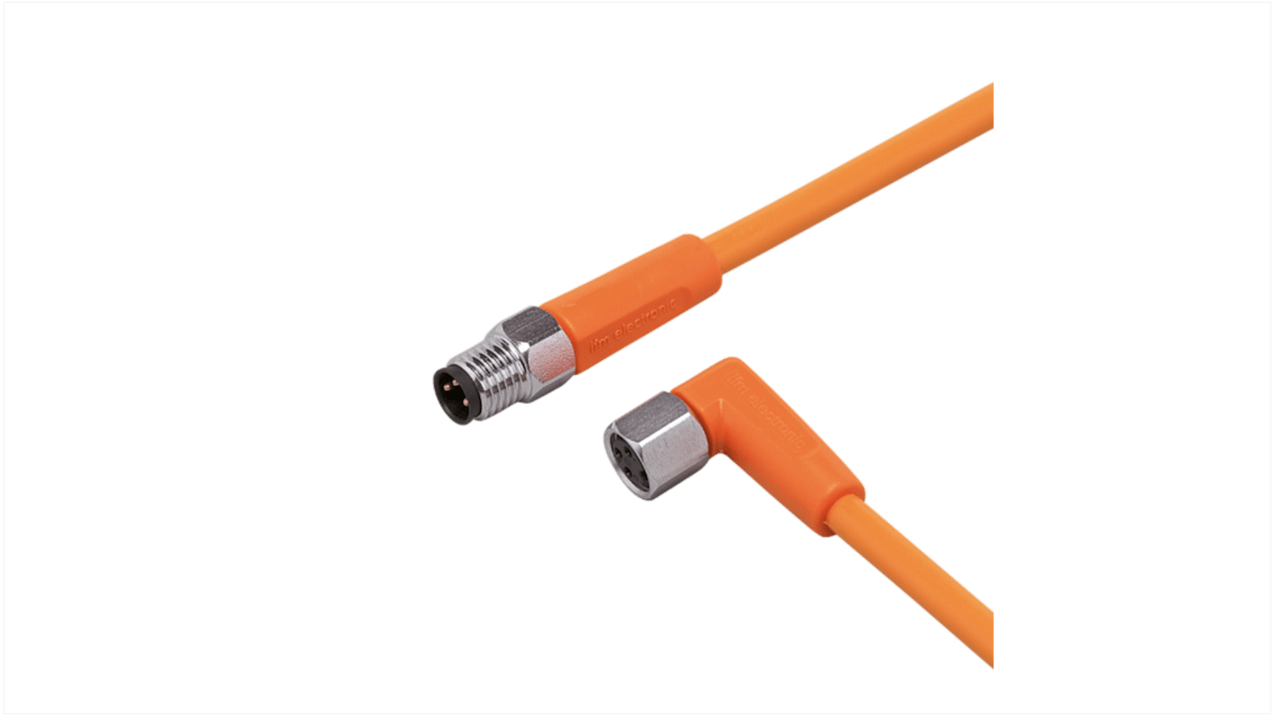 ifm electronic Straight Male 1 way M8 to Right Angle Female 1 way M8 Sensor Actuator Cable, 300mm