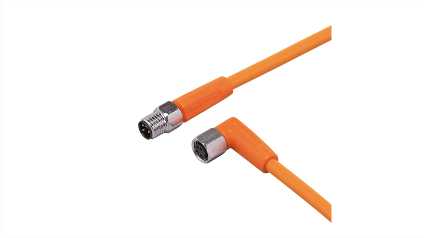 ifm electronic Straight Male 1 way M8 to Right Angle Female 1 way M8 Sensor Actuator Cable, 600mm