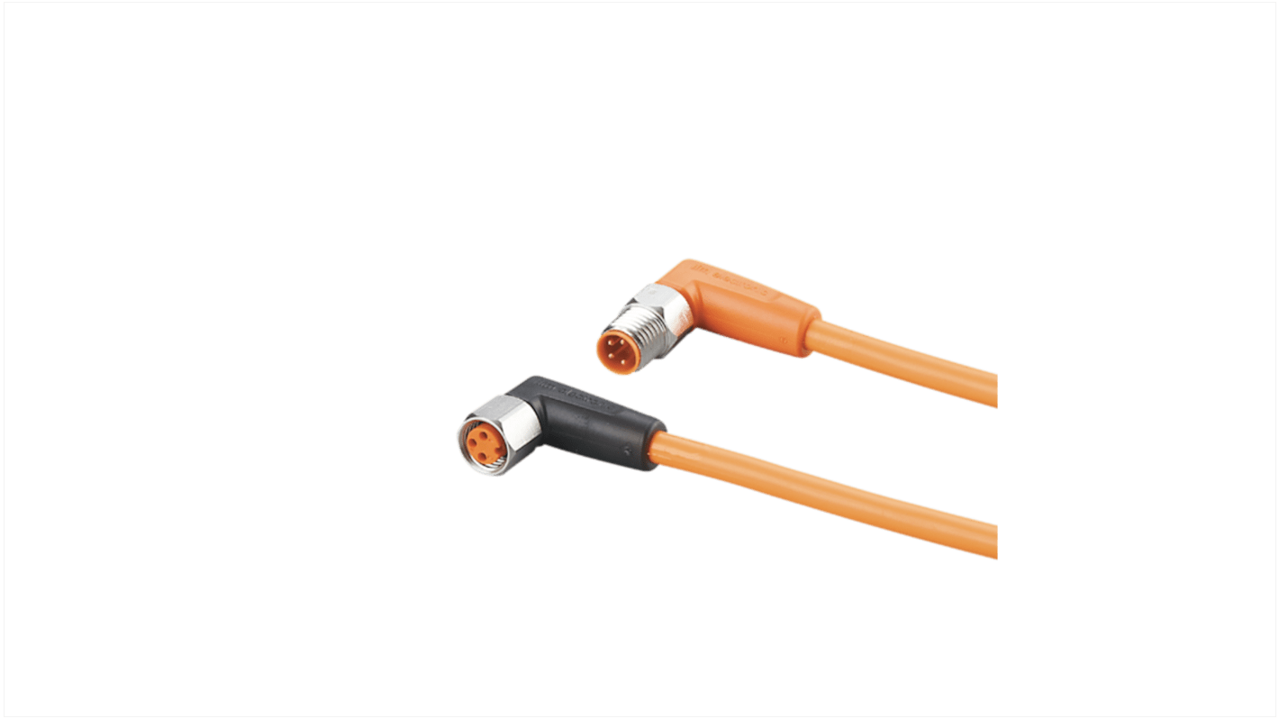 ifm electronic Right Angle Male 1 way M8 to Right Angle Female 1 way M8 Sensor Actuator Cable, 2m