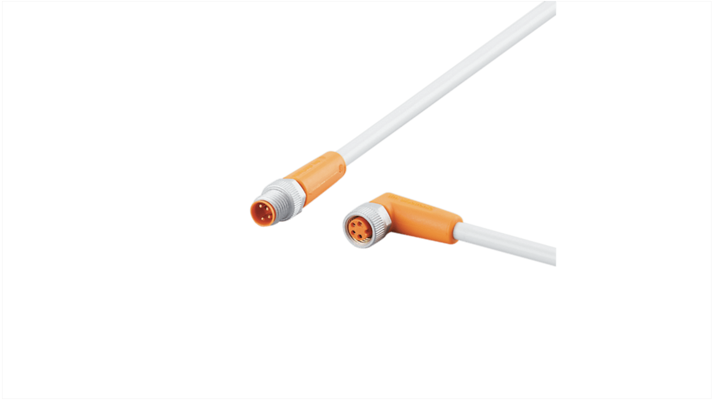 ifm electronic Straight Male 1 way M8 to Right Angle Female 1 way M8 Sensor Actuator Cable, 1m