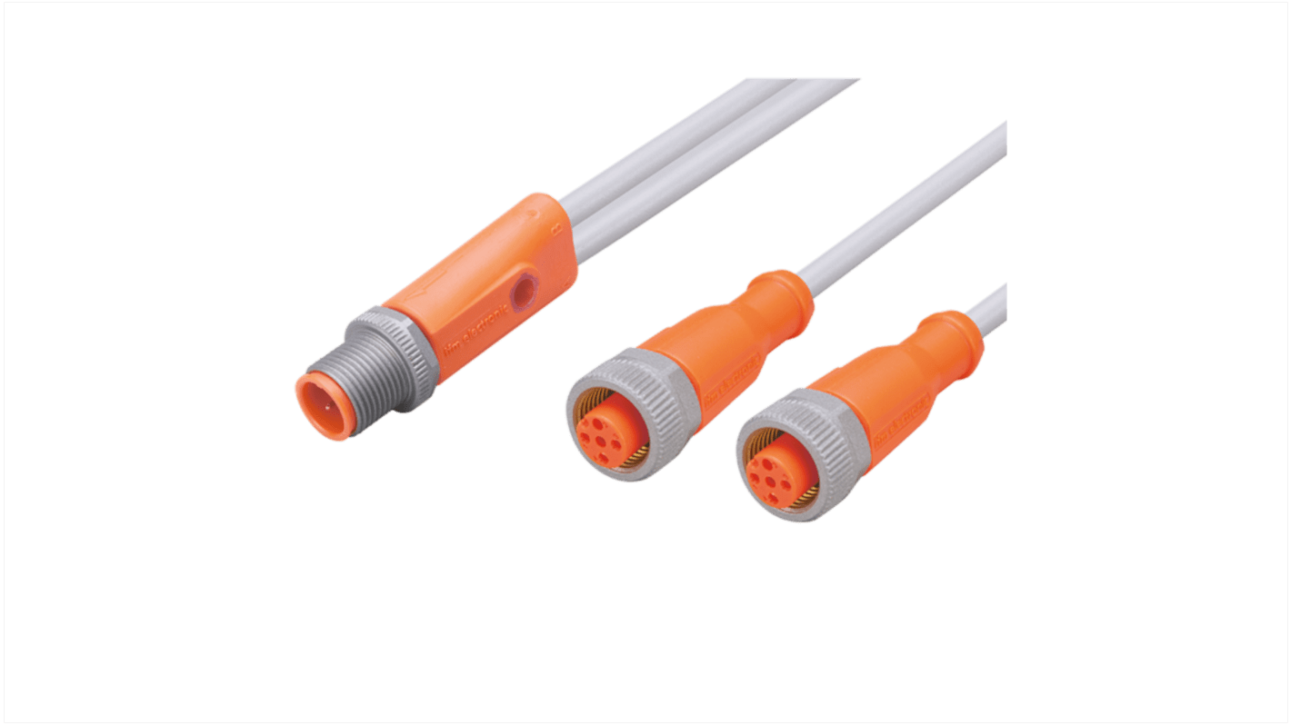 ifm electronic Straight Male 1 way M12 to Straight Female 2 way M12 Sensor Actuator Cable, 300mm