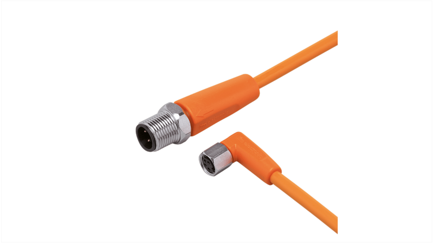 ifm electronic Straight Male 1 way M12 to Right Angle Female 1 way M8 Sensor Actuator Cable, 5m