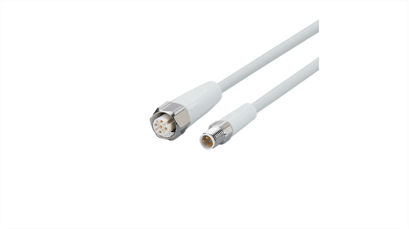ifm electronic Straight Male 4 way M8 to Straight Female 5 way M12 Communication Cable, 2m