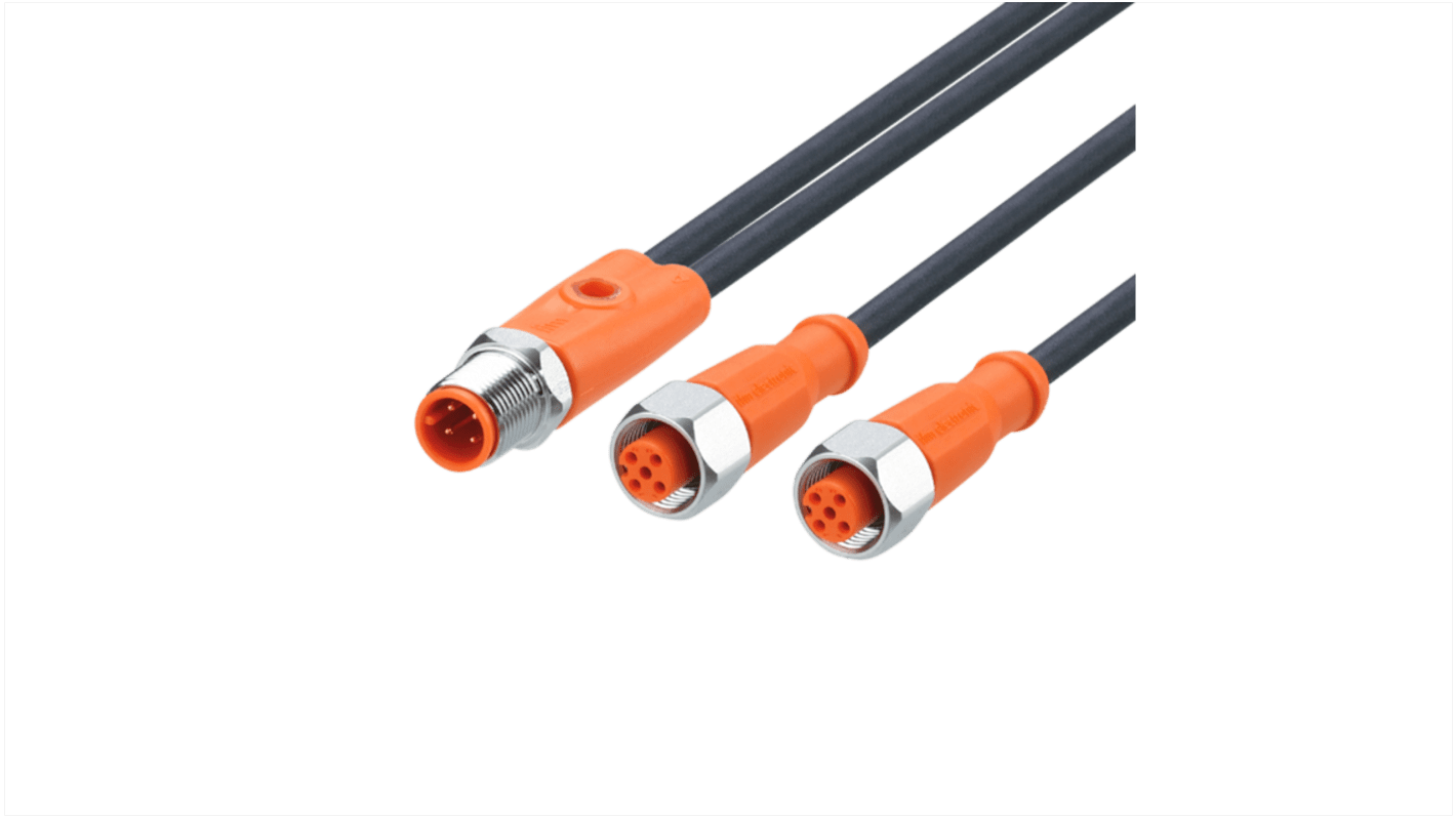 ifm electronic Straight Male 1 way M12 to Straight Female 2 way M12 Sensor Actuator Cable, 2m