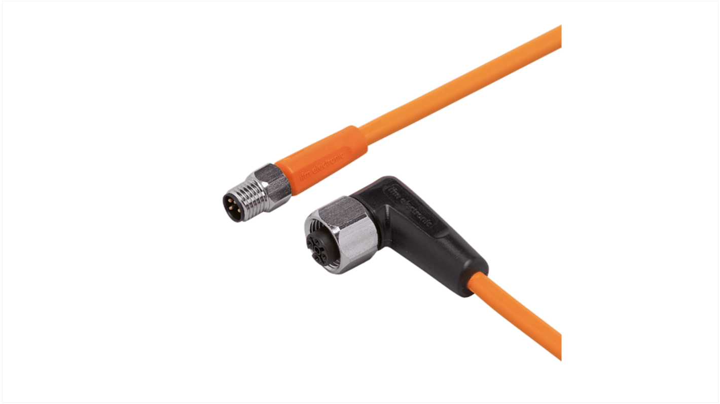 ifm electronic Straight Male 1 way M8 to Right Angle Female 1 way M12 Sensor Actuator Cable, 300mm