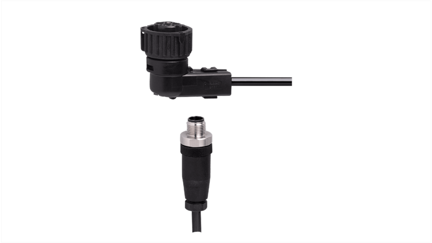 ifm electronic Straight Male 1 way M12 to Right Angle Female 1 way Bayonet Actuator/Sensor Cable, 2m