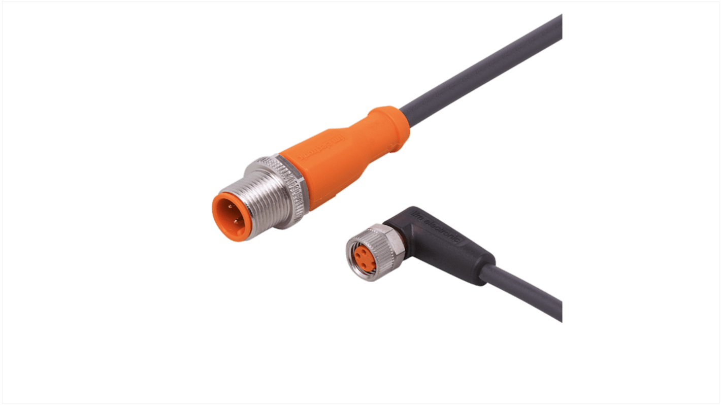 ifm electronic Straight Male 1 way M12 to Right Angle Female 1 way M8 Actuator/Sensor Cable, 5m