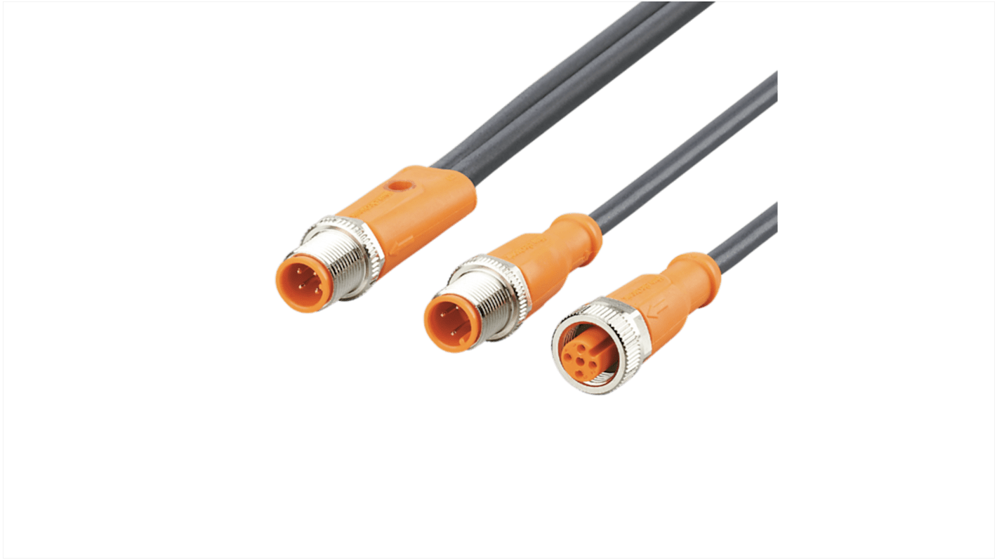 ifm electronic Straight Male 5 way M12 to Straight Female 5 way M12 Communication Cable, 2m