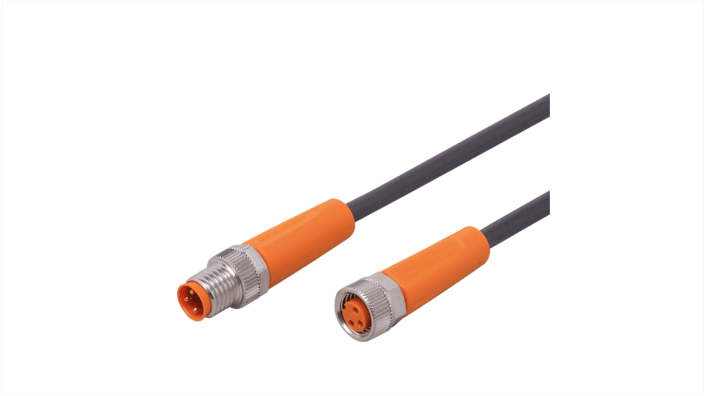 ifm electronic Straight Male 3 way M8 to Straight Female 3 way M8 Communication Cable, 6m
