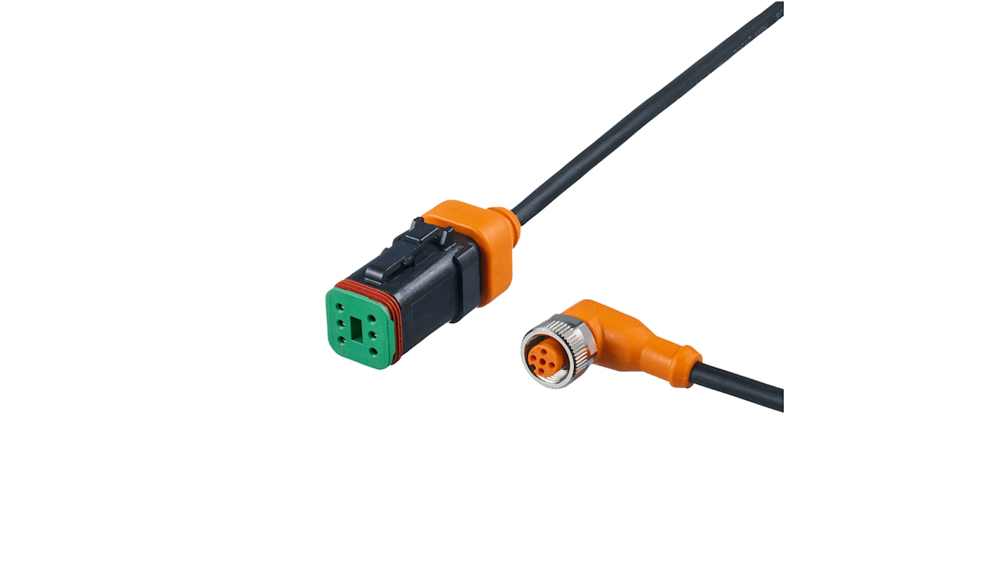 ifm electronic Straight Female 1 way Deutsch to Right Angle Female 1 way M12 Actuator/Sensor Cable, 1m