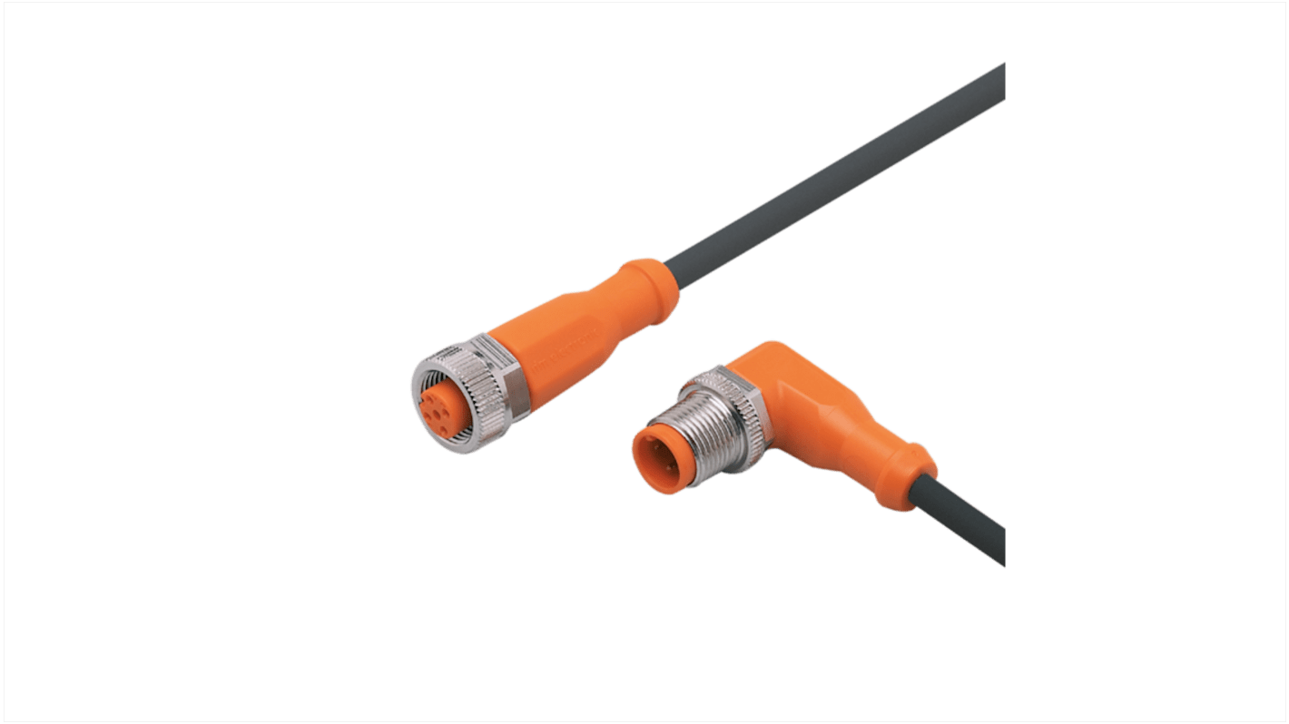 ifm electronic Right Angle Male 5 way M12 to Straight Female 5 way M12 Communication Cable, 10m