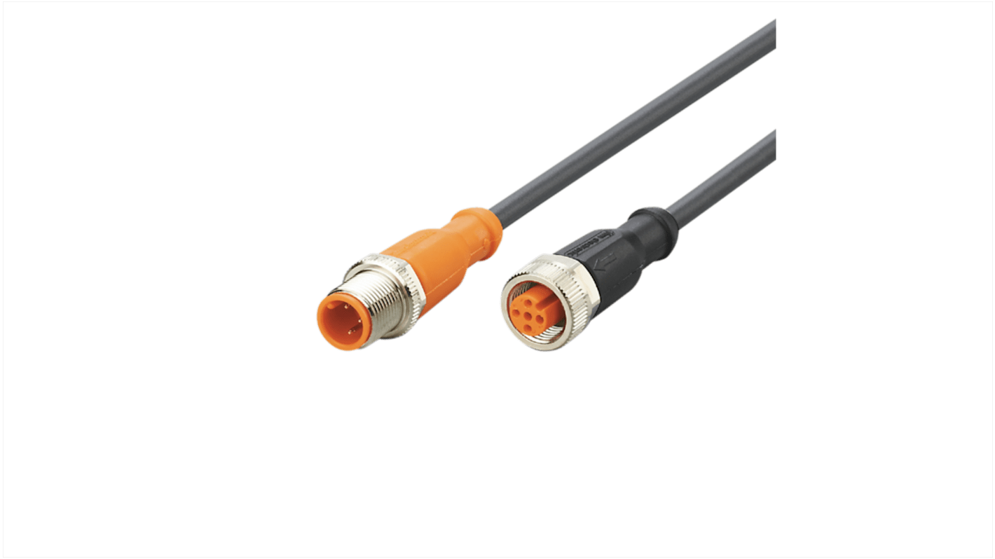 ifm electronic Straight Male 3 way M12 to Straight Female 5 way M12 Communication Cable, 300mm