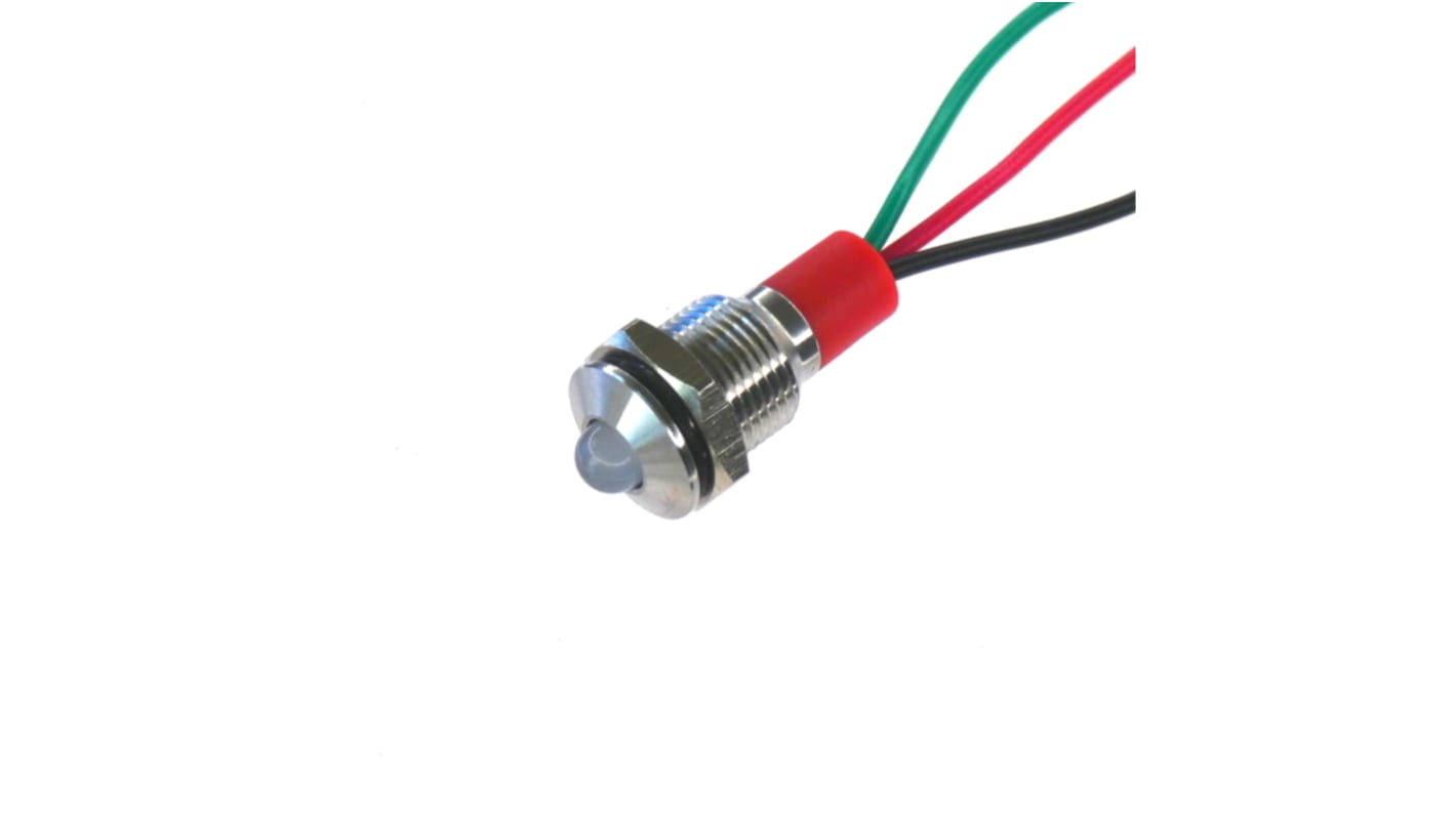 CML Innovative Technologies PL10SL Series Green, Red Panel LED, 12V, 10mm Mounting Hole Size, Lead Wires Termination,