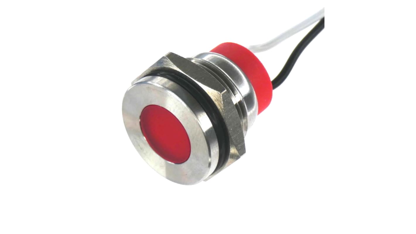 CML Innovative Technologies PL14SL Series Blue Panel LED, 240V, 14mm Mounting Hole Size, Lead Wires Termination, IP67
