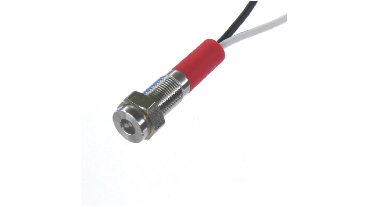 CML Innovative Technologies PL06SL Series White Panel LED, 240V, 6mm Mounting Hole Size, Lead Wires Termination, IP67