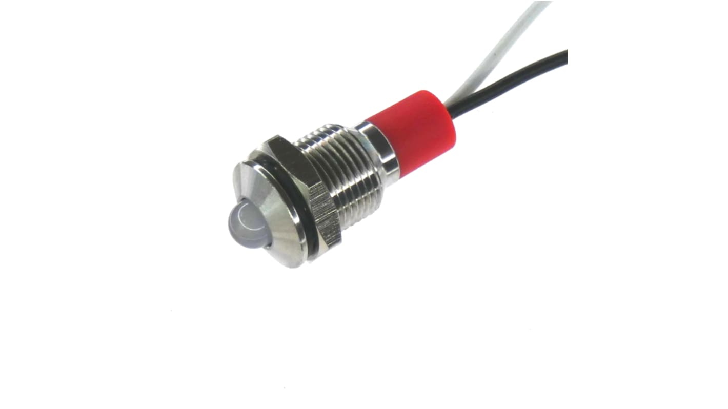 CML Innovative Technologies PL10SL Series White Panel LED, 110V, 10mm Mounting Hole Size, Lead Wires Termination, IP67