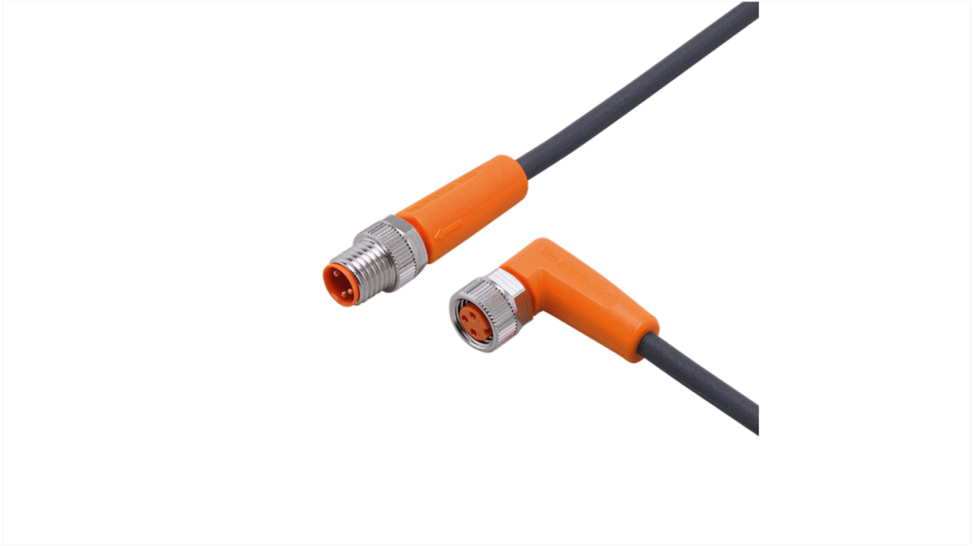 ifm electronic Straight Male 1 way M8 to Right Angle Female 1 way M8 Actuator/Sensor Cable, 300mm