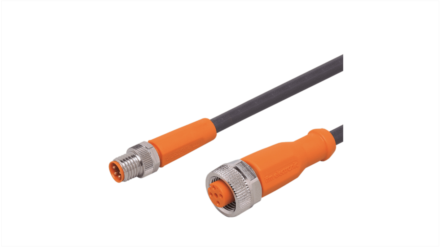 ifm electronic Straight Male 4 way M8 to Straight Female 5 way M12 Communication Cable, 300mm