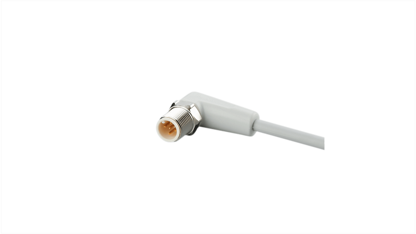 ifm electronic Right Angle Male 5 way M12 to Right Angle Male 4 way M12 Communication Cable, 2m