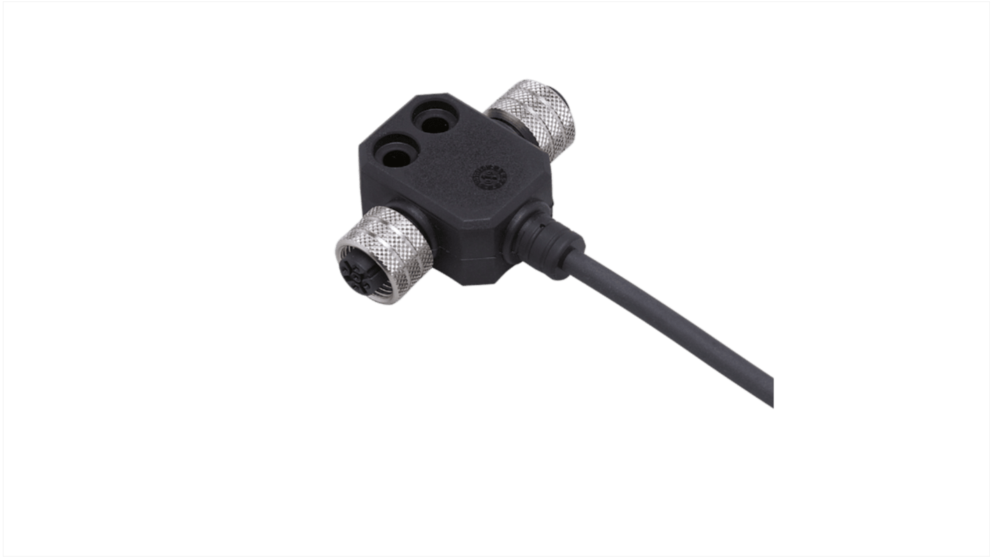 ifm electronic Right Angle Female M12 to Right Angle Female M12 Sensor Actuator Y-splitter Cable, 5m