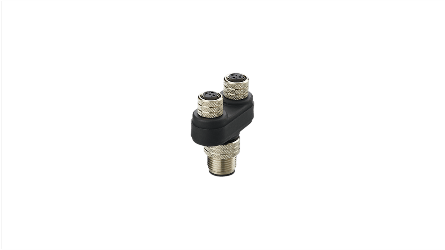 ifm electronic Side Entry, Top Entry 1 Pole M12 Plug to 2 Pole M8 Socket Adapter