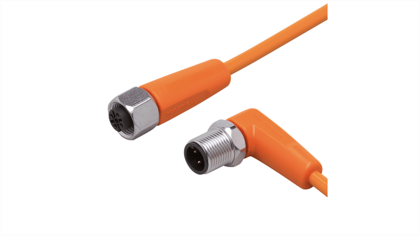 ifm electronic Right Angle Male 1 way M12 to Straight Female 1 way M12 Sensor Actuator Cable, 1m