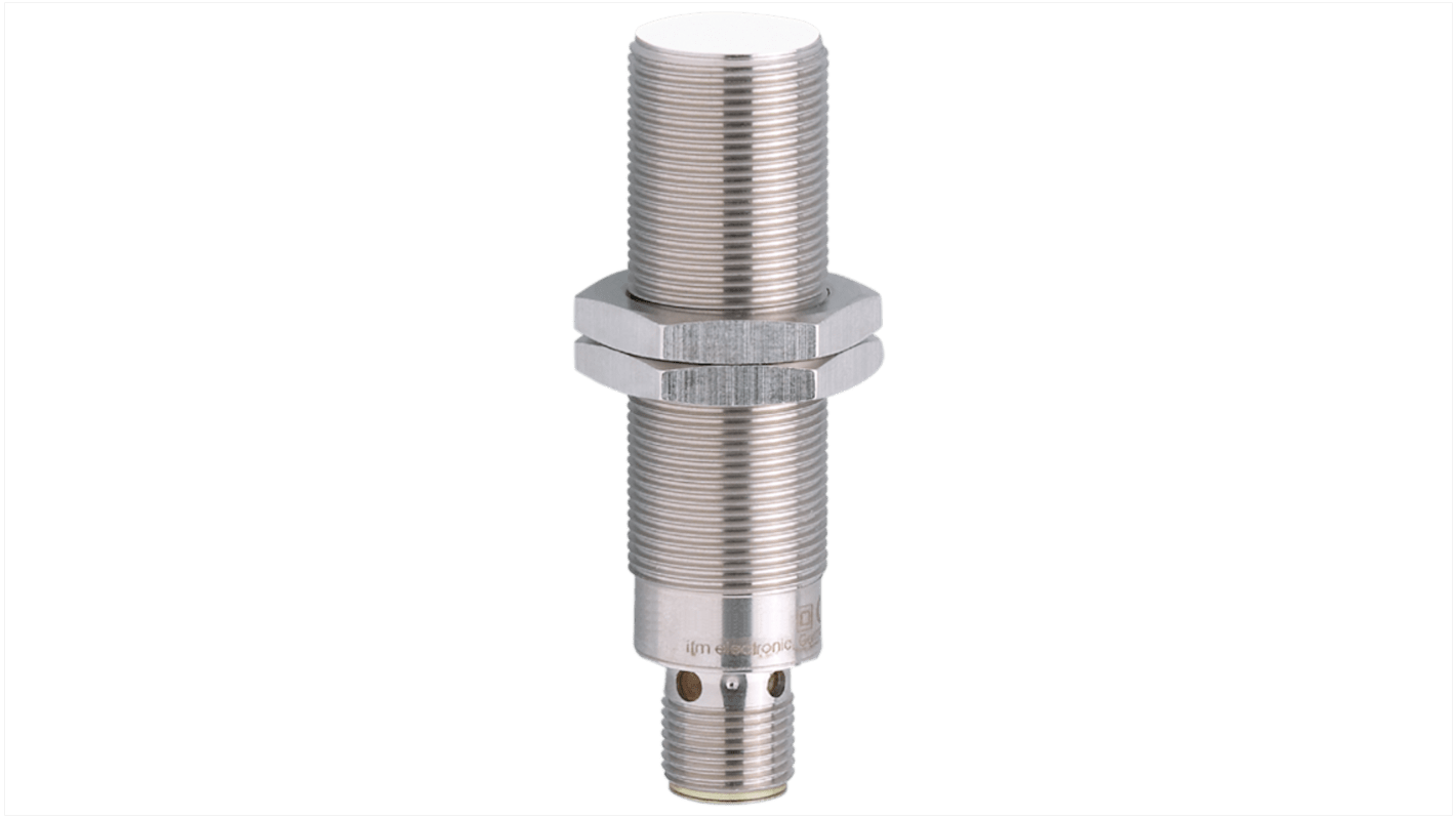ifm electronic Inductive Threaded Barrel Proximity Sensor, M18, 8 mm Detection, NPN NO, 10 → 36 V dc