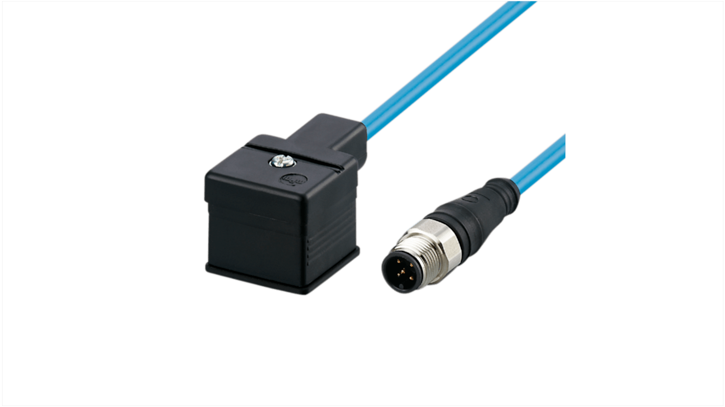 ifm electronic Straight Male 1 way M12 to Right Angle Female 1 way Valve Connector Actuator/Sensor Cable, 600mm