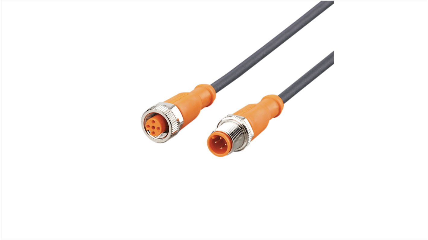ifm electronic Straight Male 4 way M12 to Straight Female 5 way M12 Communication Cable, 6m